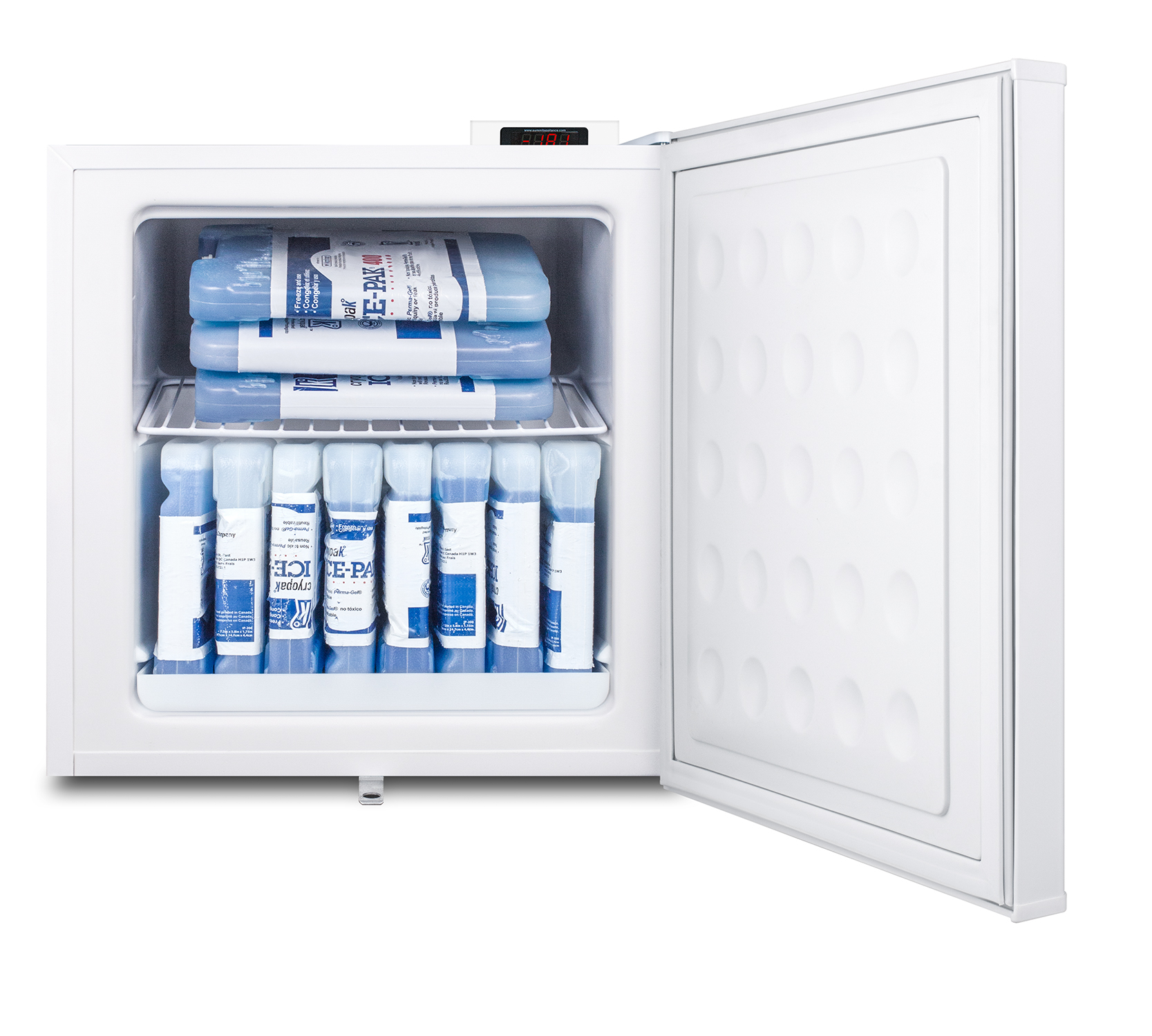 Compact all-freezer for general purpose use, manual defrost with lock, digital thermostat